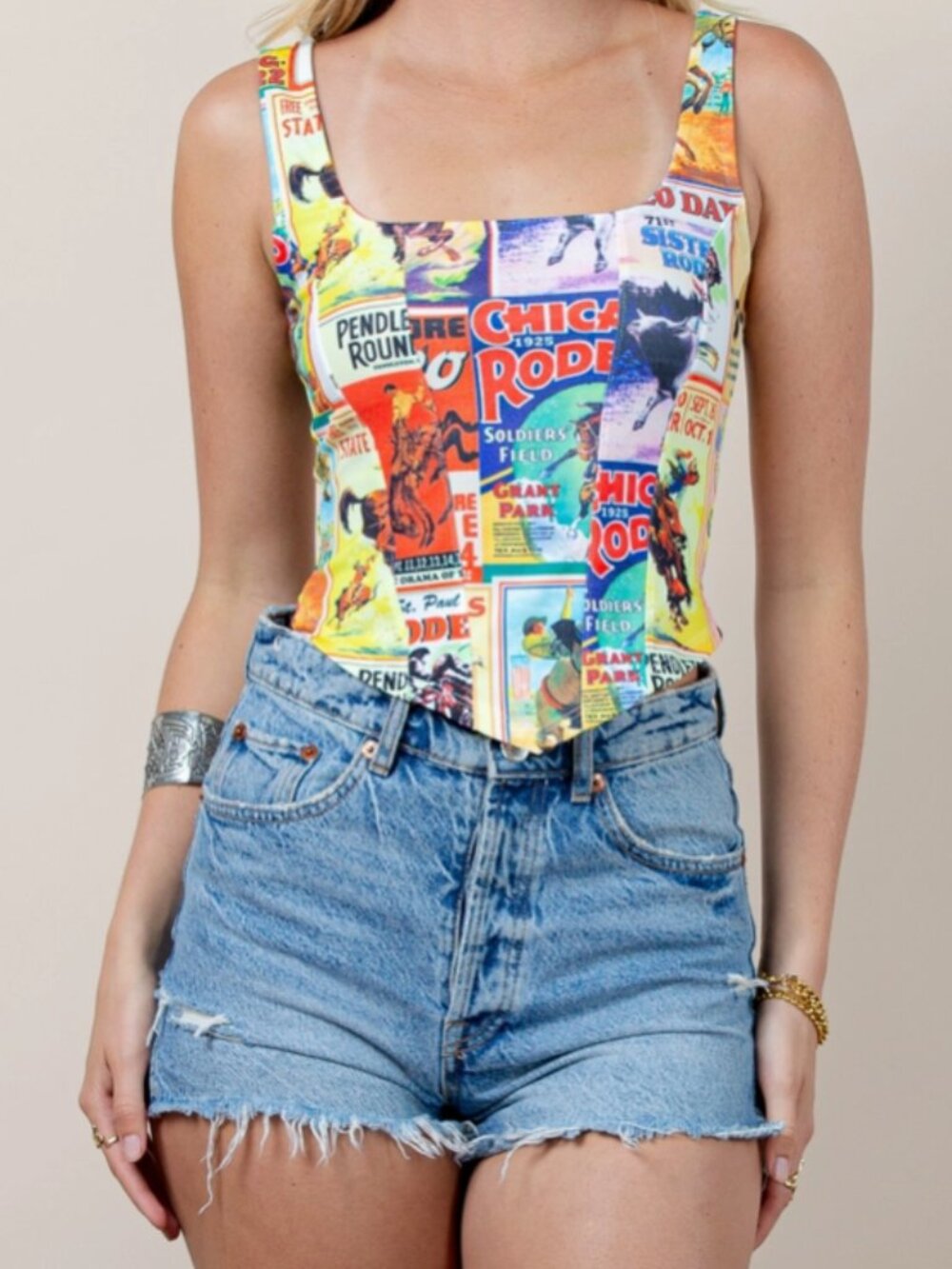 Boden Cowboy Poster Corset Top ✙NWT✙